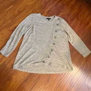 Gray Button-Accent Women's Top